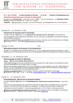 die Termine unserer Veranstaltungen im Jahr 2016