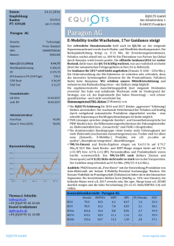 E-Mobility treibt Wachstum, 17er Guidance steigt