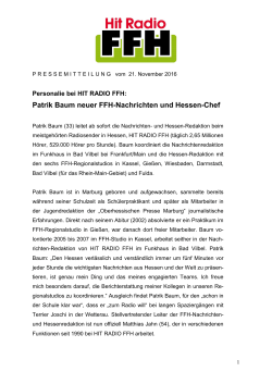 Patrik Baum neuer FFH-Nachrichten und Hessen-Chef