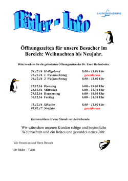 Hallenbad Weihnachten - Neujahr - Baeder