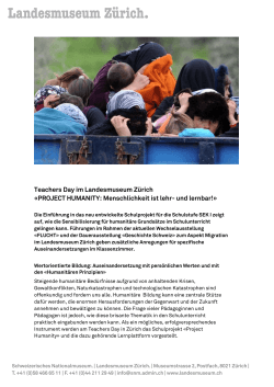 Teachers Day im Landesmuseum Zürich «PROJECT HUMANITY