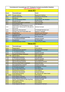 Veranstaltungsübersicht für Vereine 2017