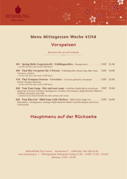 Mittagsmenu im Restaurant Woche 47 und 48