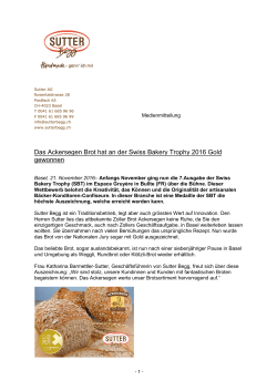 Das Ackersegen Brot hat an der Swiss Bakery Trophy