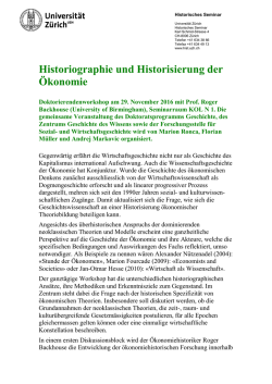 Historiographie und Historisierung der &Ouml;konomie