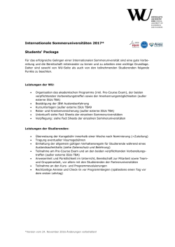 Internationale Sommeruniversit&auml;ten 2017* Students` Package