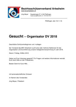 Gesucht – Organisator DV 2018