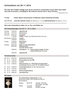 Gottesdienst am 20.11.2016