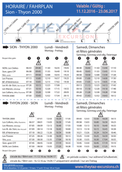 Horaires bus Theytaz Thyon - Sion d&eacute;c