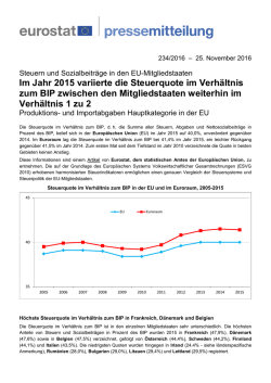 Im Jahr 2015 variierte die Steuerquote im Verh&auml;ltnis zum