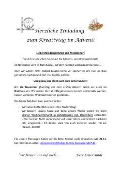 Herzliche Einladung zum Kreativtag im Advent!