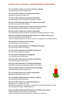 Kirchenmusik in der Advents- und Weihnachtszeit im KGV Swisttal