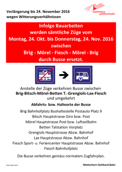 Infolge Bauarbeiten werden s&auml;mtliche Z&uuml;ge vom Montag, 24. Okt