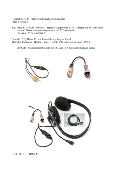 Headset für AFU – Betrieb mit zugehörigen Adaptern ( Red 4 Power