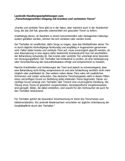 Tierschutzgerechten Umgang mit kranken und verletzten Tieren