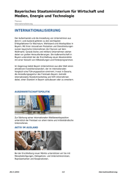 Internationalisierung - Bayerisches Staatsministerium f&uuml;r Wirtschaft
