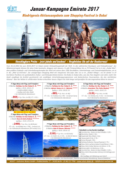 Dubai-Aktionsangebote Januar 2017 zum Shopping Festival ab