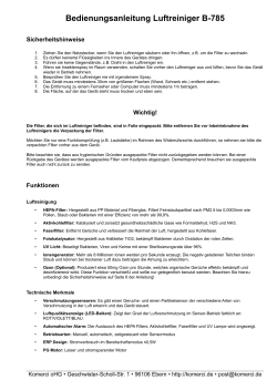 Bedienungsanleitung Luftreiniger B-785