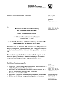 Im Ministerium f&uuml;r Schule und Weiterbildung des Landes Nordrhein
