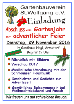 Plakat adventliche Feier - Gartenbauverein St. Wolfgang eV