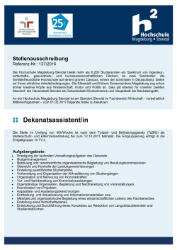 Dekanatsassistent/in - Hochschule Magdeburg