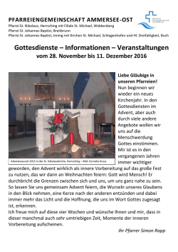 Infoblatt Gottesdienste 28.11.2016 bis 11.12.2016