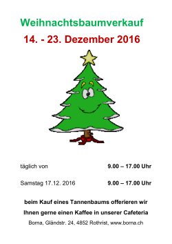 Weihnachtsbaumverkauf 14. - 23. Dezember 2016