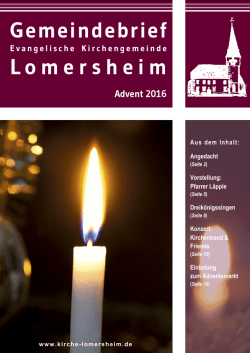 Gemeindebrief Herbst 2016 - Ev. Kirchengemeinde Lomersheim