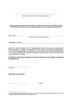 Eignungsbescheinigung