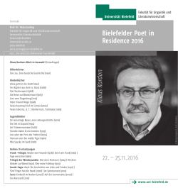 Bielefelder Poet in Residence 2016 22. – 25.11.2016 Klaus Kordon