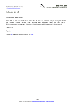 Hallo, da bin ich - Deutsches Schriftstellerforum