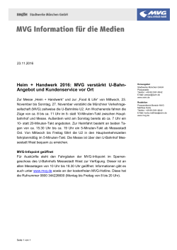 Heim + Handwerk 2016: MVG verst&auml;rkt U-Bahn
