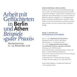 Arbeit mit Geflüchteten in Berlin und Athen Beispiele ›guter Praxis‹