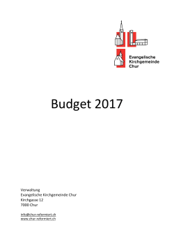 Budget 2017 - Evangelische Kirchgemeinde Chur