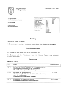 Stadt Schöningen Der Bürgermeister Schöningen, 23. 11. 2016 im