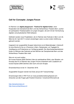 Call for Concepts: Junges Forum
