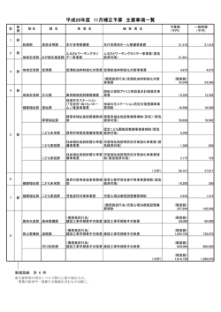 平成28年度 11月補正予算 主要事項一覧