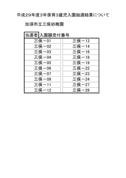 加須市立三俣幼稚園 当選者入園願受付番号 三俣－12 三俣－13 三俣