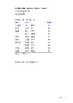 杖道称号錬士審査会（東京）合格者 平成28年11月23日 東京武道館 第