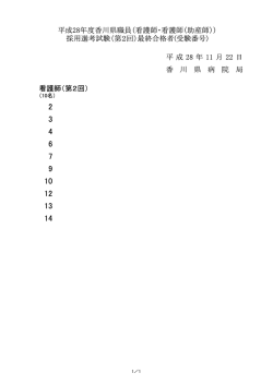 平 成 28 年 11 月 22 日 香 川 県 病 院 局 看護師（第2回） 平成28年度
