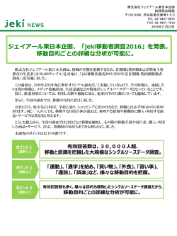 ジェイアール東日本企画、「jeki移動者調査2016」を発表。 移動目的ごと
