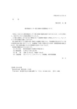 栃木物流センター第2倉庫営業開始に関
