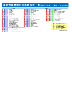 桑名市廃棄物処理券取扱店一覧（指定ごみ袋）・（粗大ごみシール）