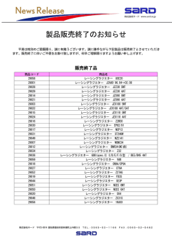 製品販売終了のお知らせ