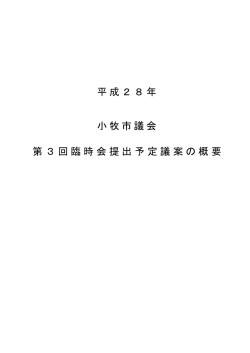 平成28年 小牧市議会 第3回臨時会提出予定議案の概要