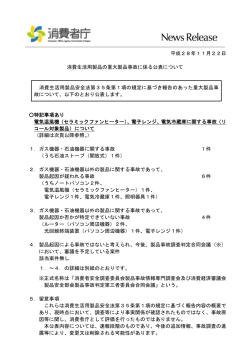 （電気温風機（製品回収・返金）、電子レンジ（無償点検・修理