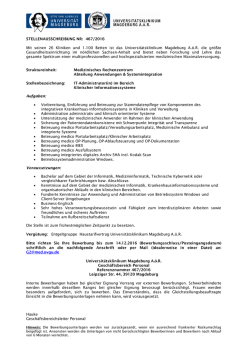 IT-Administrator(in) im Bereich Klinischer Informationssysteme