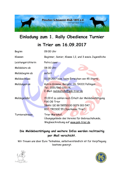 Einladung zum 1. Rally Obedience Turnier in Trier am