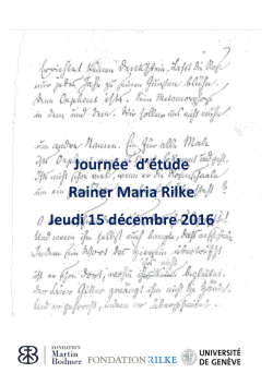 Journ&eacute;e d`&eacute;tude Rainer Maria Rilke Jeudi 15