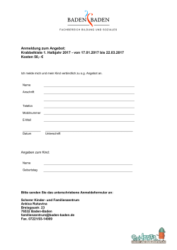 Anmeldung zum Angebot: Krabbelkiste 1. Halbjahr - Baden